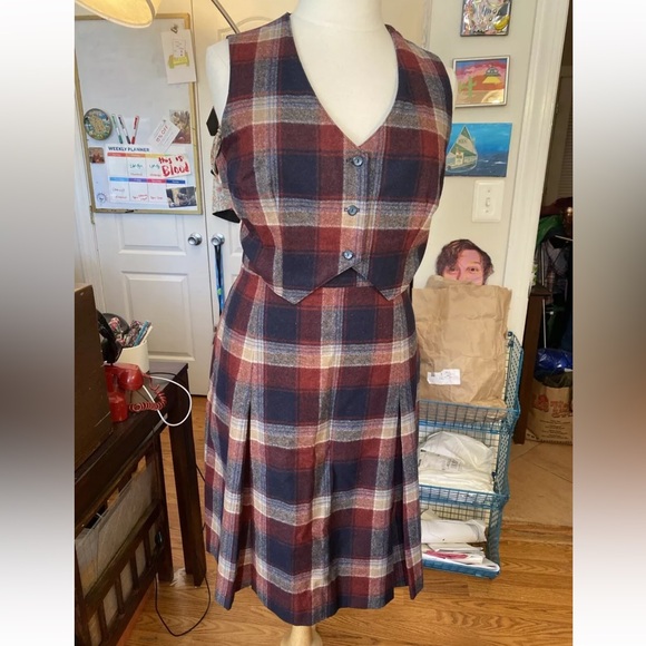 Vintage 100% Wool Pendleton Vest and Skirt Set - Picture 1 of 4